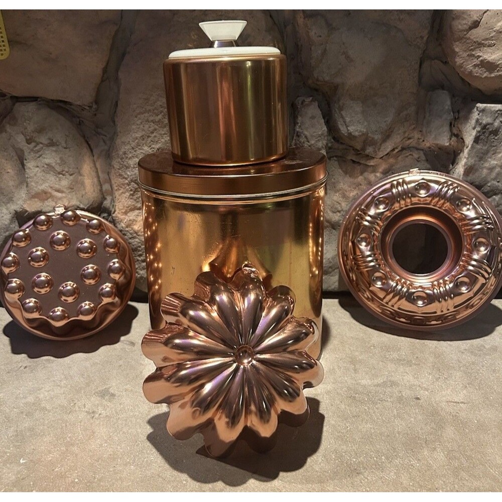 Copper Molds And Canisters Decorative Collectible Vintage Kitchen Metalware
